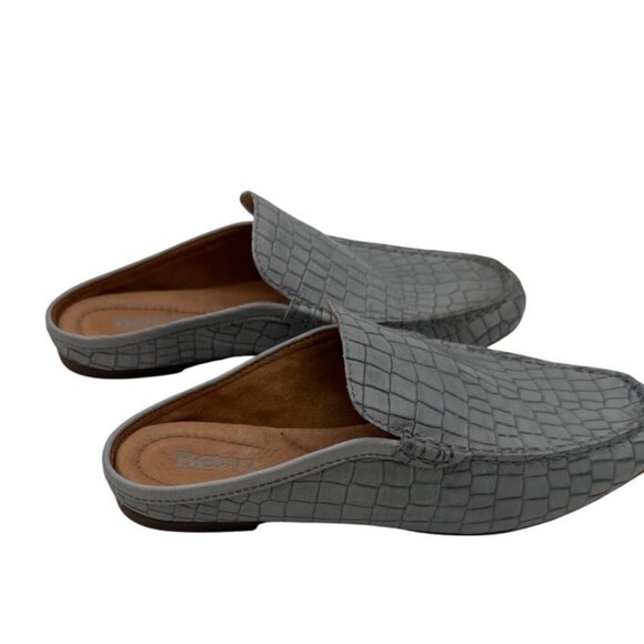 Born Size 7M Leather Womens Gray Croc-Embossed Slip-On Loafers - Picture 12 of 14